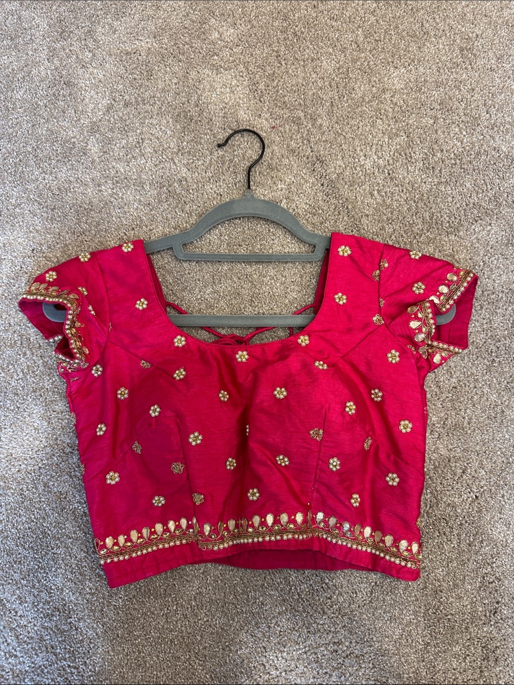 Women’s Embellished Fuchsia Crop Top Indian saree Blouse